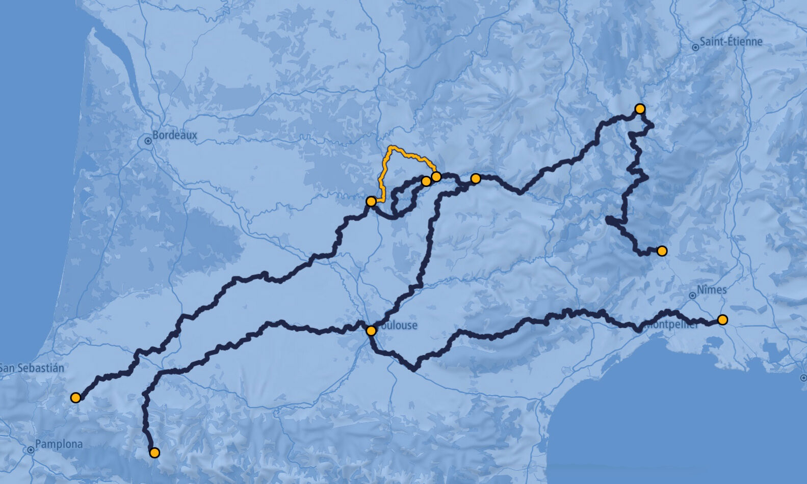 Carte Voie de Rocamadour / Cahors  / GR36® GR46®